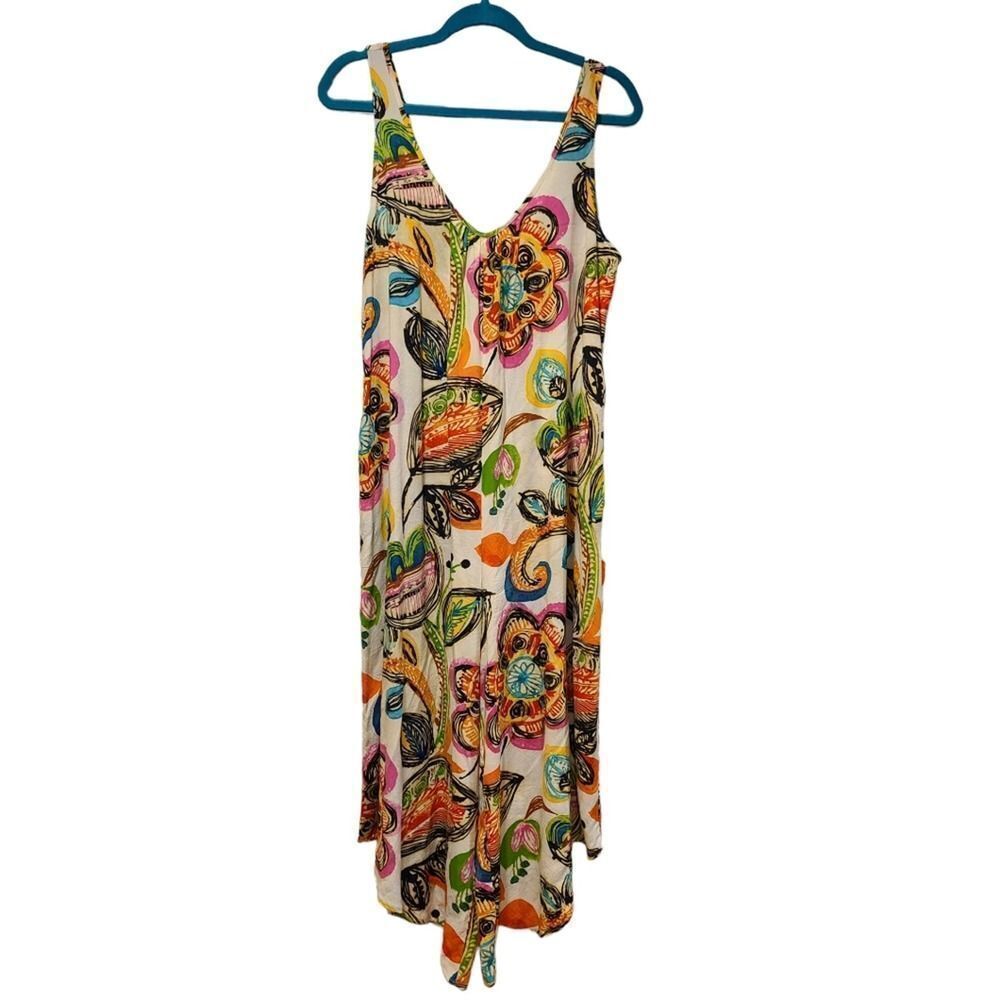 Jams World 'Indio' Colorful Abstract Floral Capri Jumpsuit/Romper | M - Picture 5 of 8